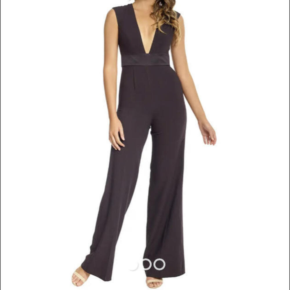 JAY GODFREY black plunge neck jumpsuit